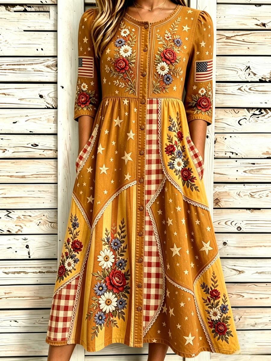 Women's Casual American Independence Day Print Art Casual Dress
