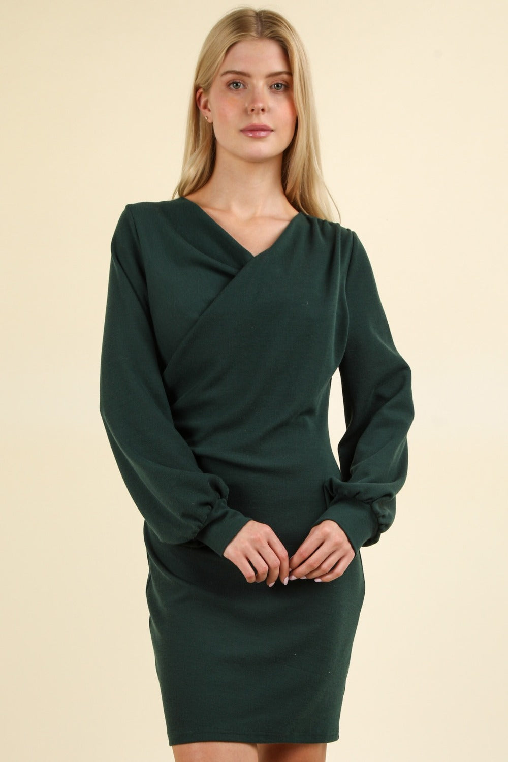 Very J Ruched Detail Bodycon Mini Dress