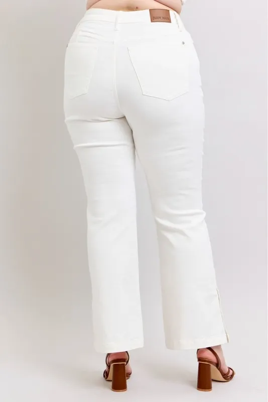 Blue Full Size High Waist Side Slit Slim Bootcut Jeans Plus Size