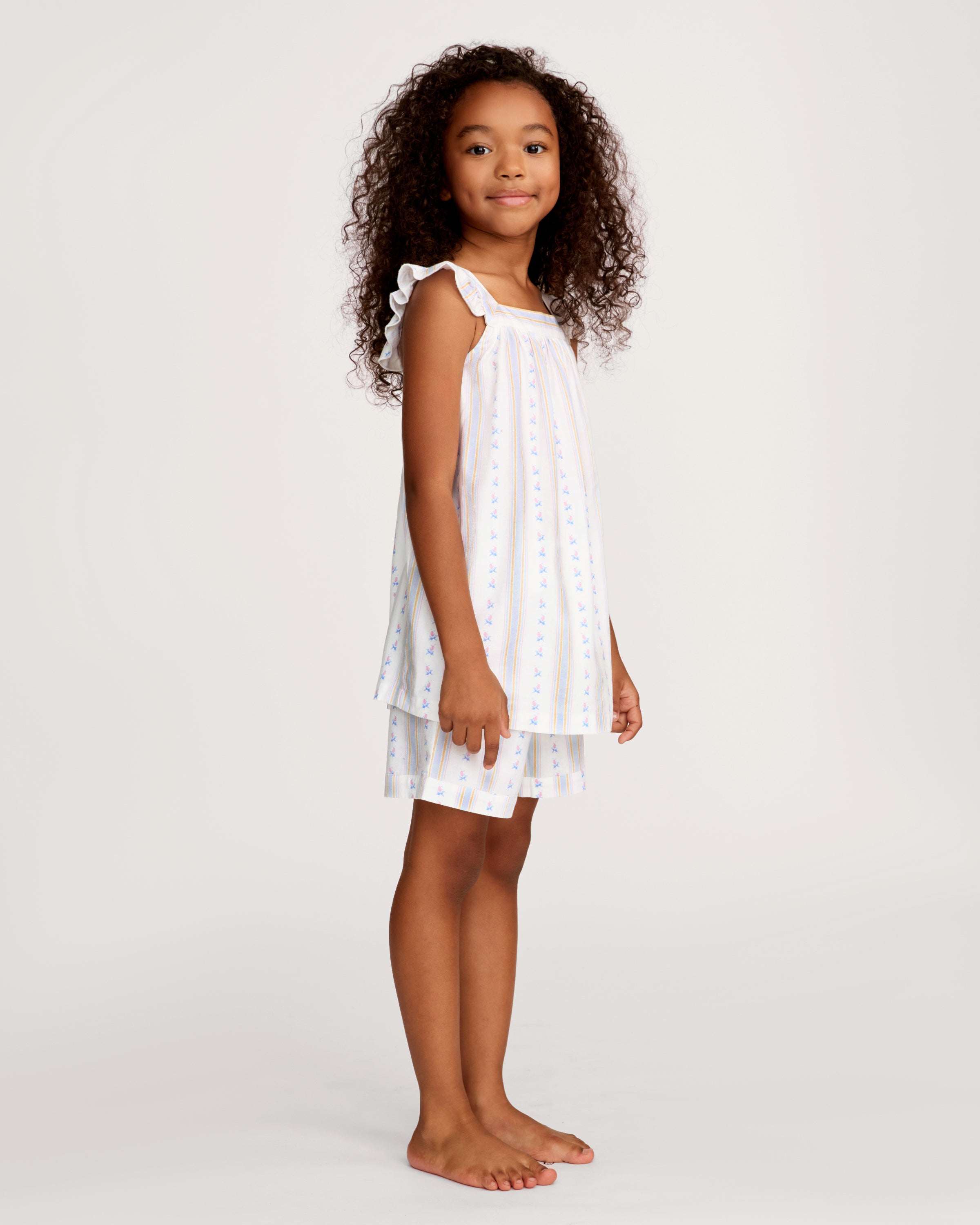 Girl's Twill Clara Short Set in Cottage Stripe