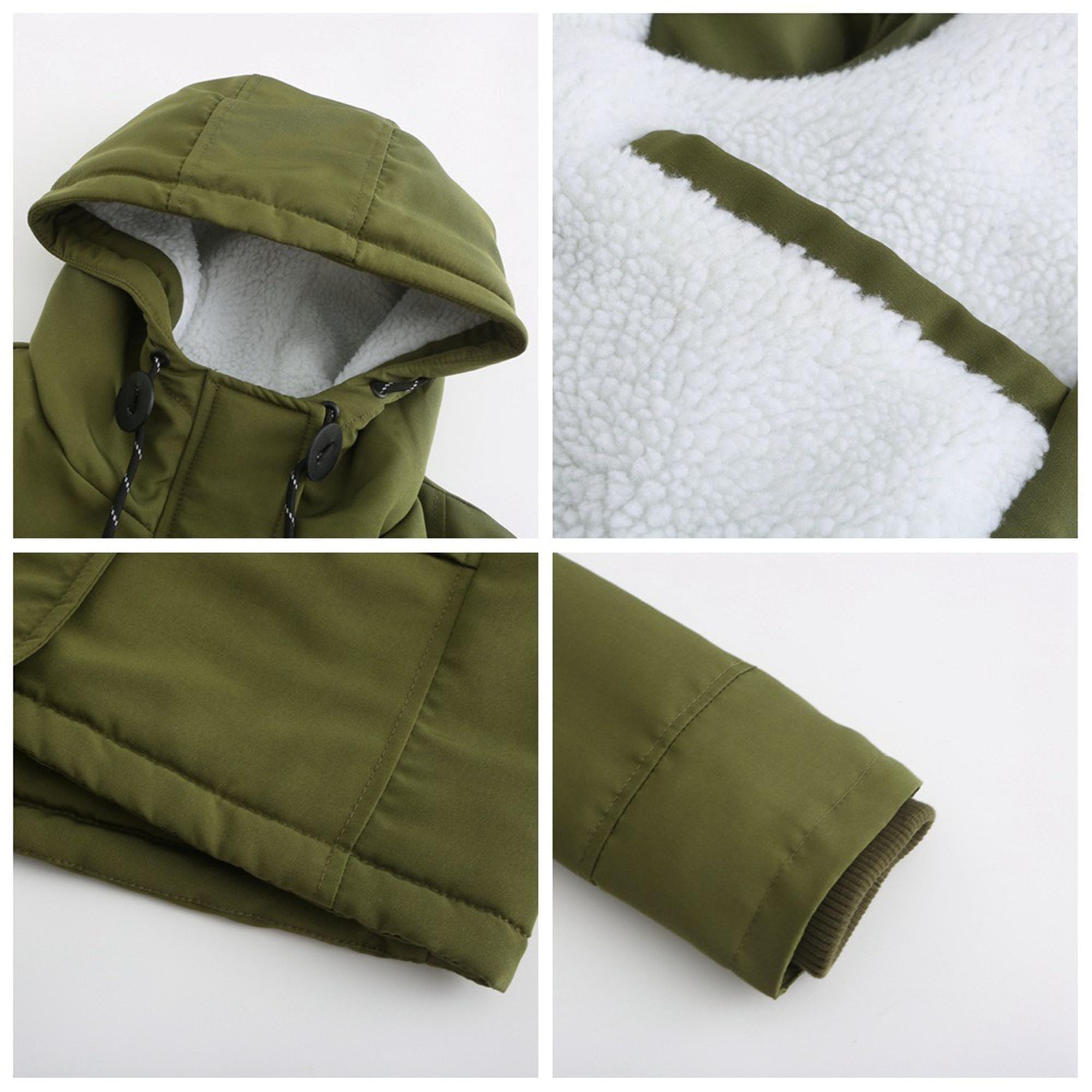 DGHM-JLMY 1/2 Pack Women's Windproof Waterproof Cotton Coats Fashion Warm Hooded Outerwear Solid Thick Fleece Jacket