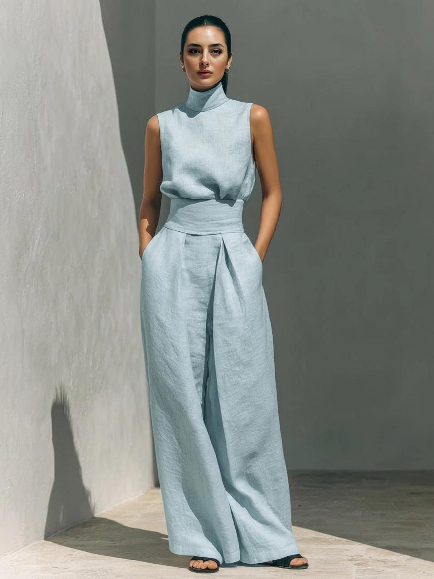 Elegant Linen-Blend Two-Piece Set