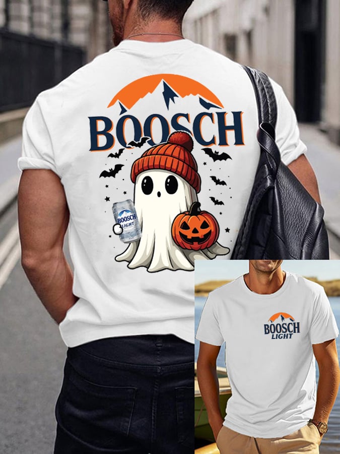 🔥Buy 2 Get 10% Off🔥Men'S  Retro Boosch Light Halloween Cute Ghost Pumpkin Printed Casual T-Shirt