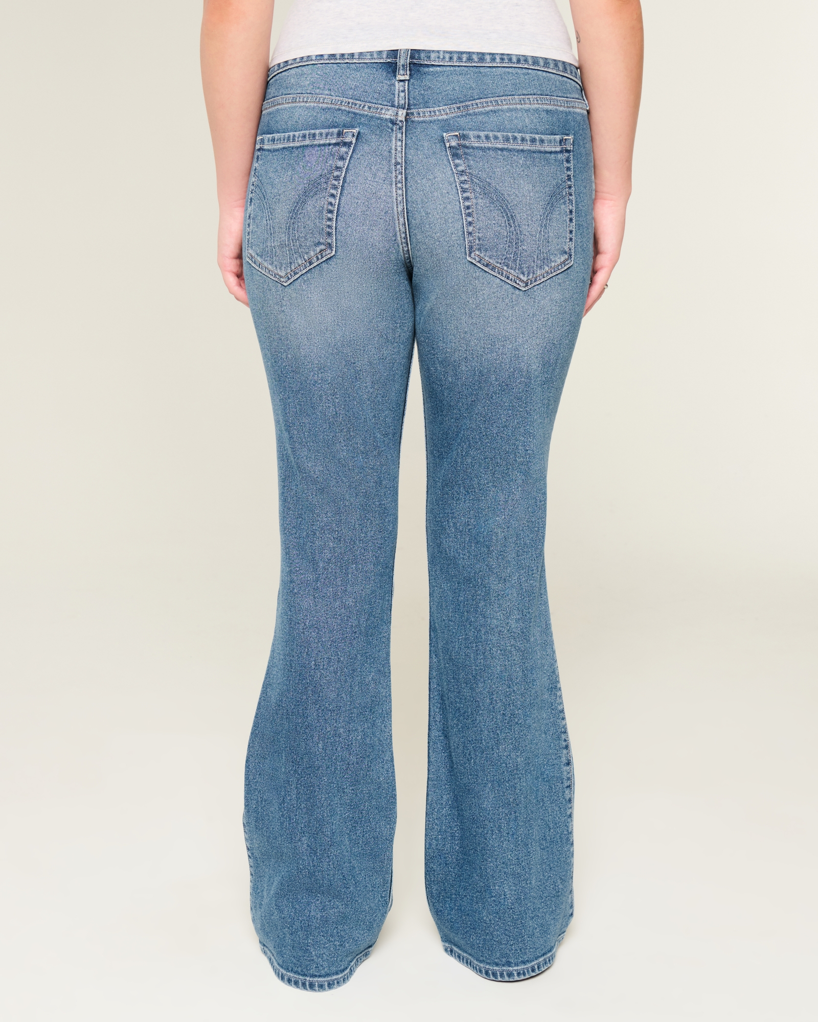 Low-Rise Dark Wash Embroidered Bootcut Jeans
