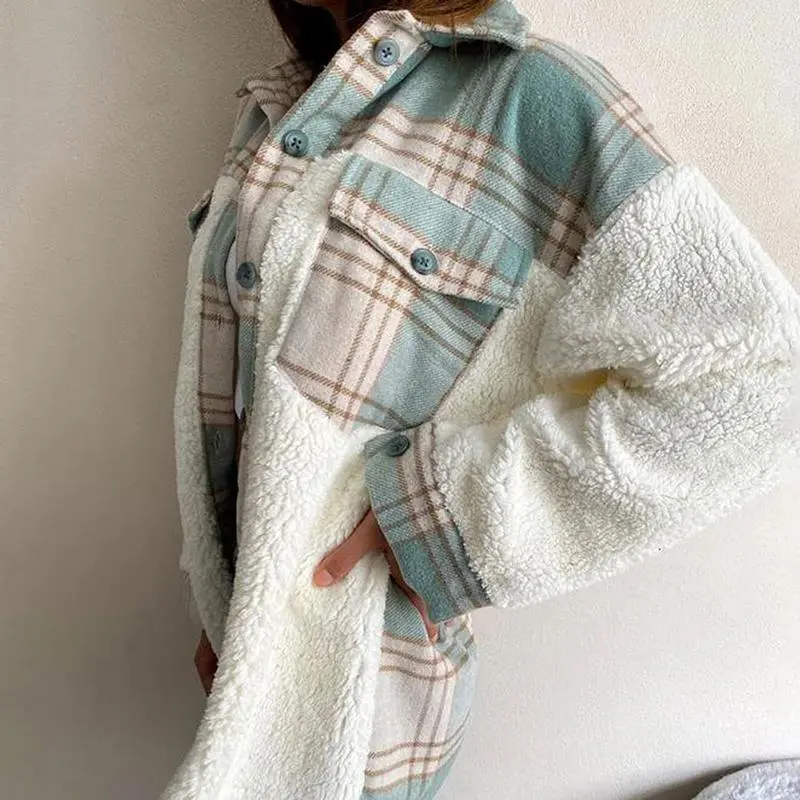 Women's Sherpa Leopard Plaid Shacket