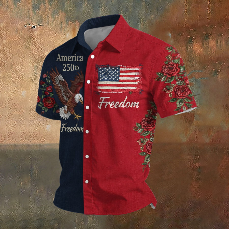 Men'S Independence Day Retro Flag Printed Commemorative Shirt