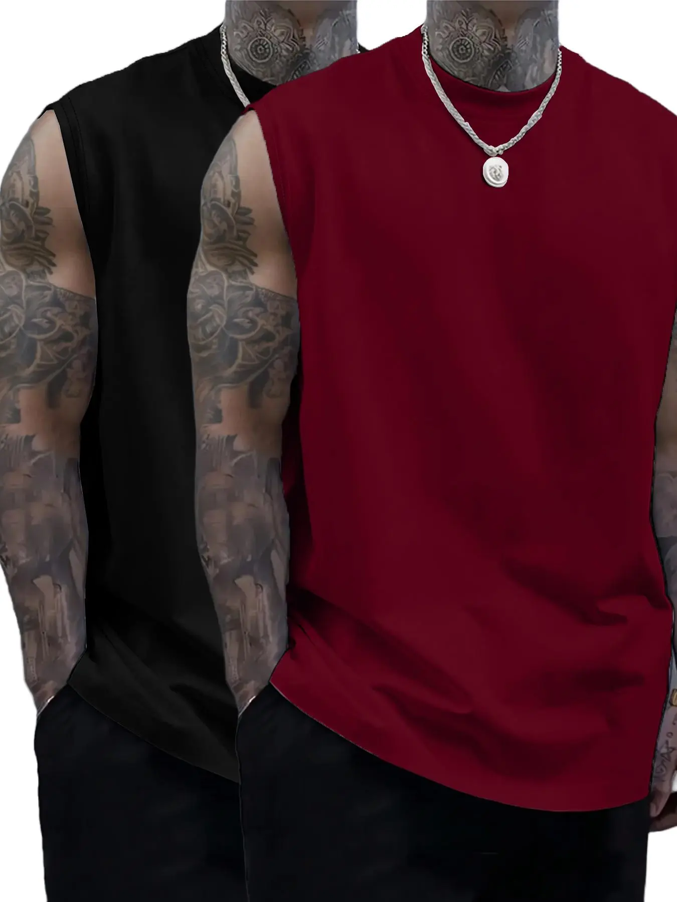Men's Solid Color Round Neck Tank Top, Loose Casual Comfy Classic Crew Neck Sleeveless Top for Summer, Men's Clothes for Daily Wear, Casual Loose Fit