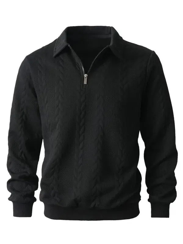 🔥Last Day Promotion!🔥Clearance Sale - Up to 90% Off-Men's Fall Winter Outfits Knitted Polo Neck Long Sleeve Sweatshirt for Daliy Wear