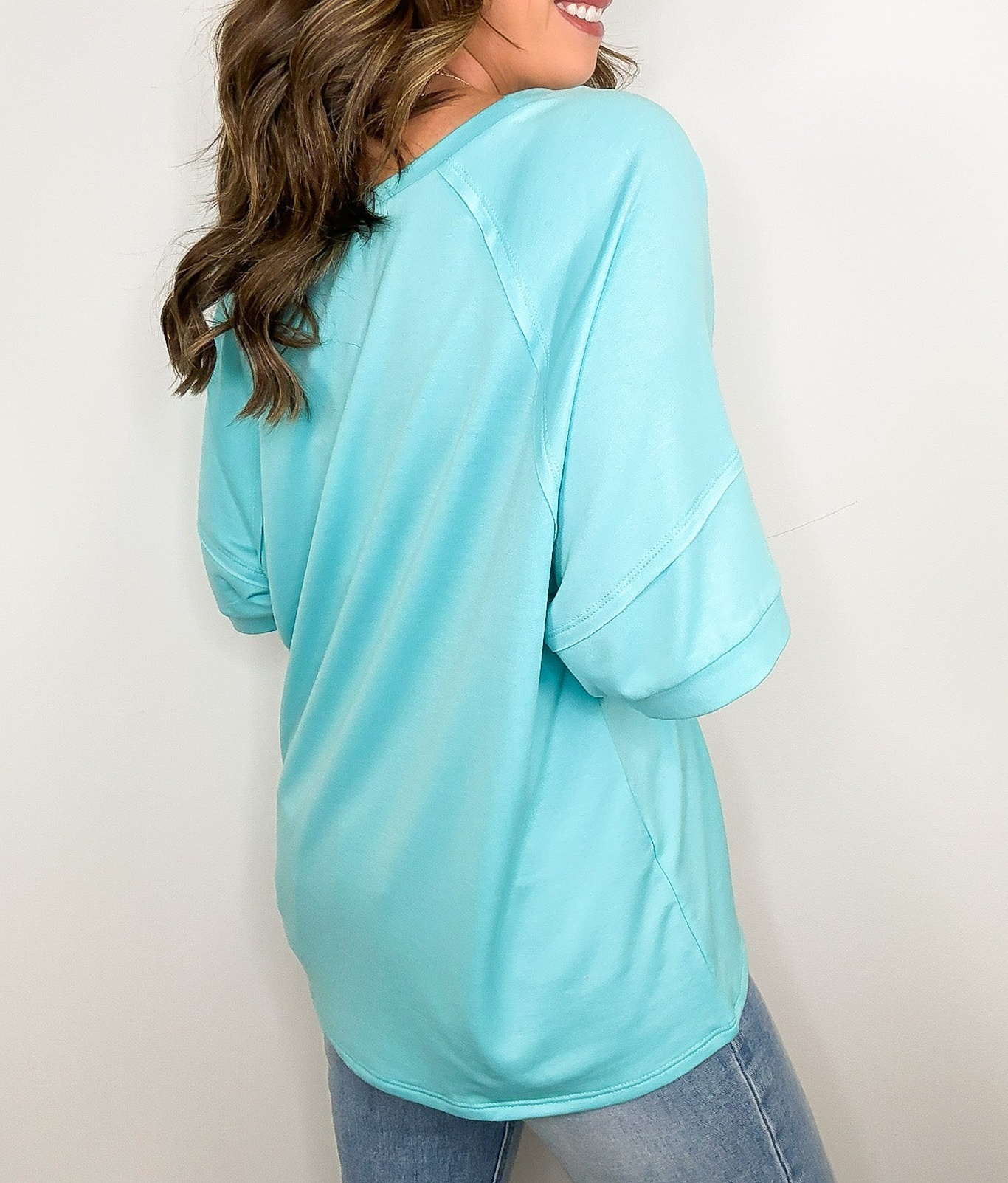 Chill Out Terry Knit Raw Edge Relaxed Top