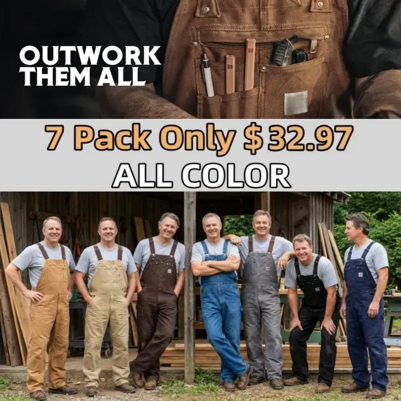 Men's Denim Bib Overalls Workwear with Adjustable Straps & Tool Pockets