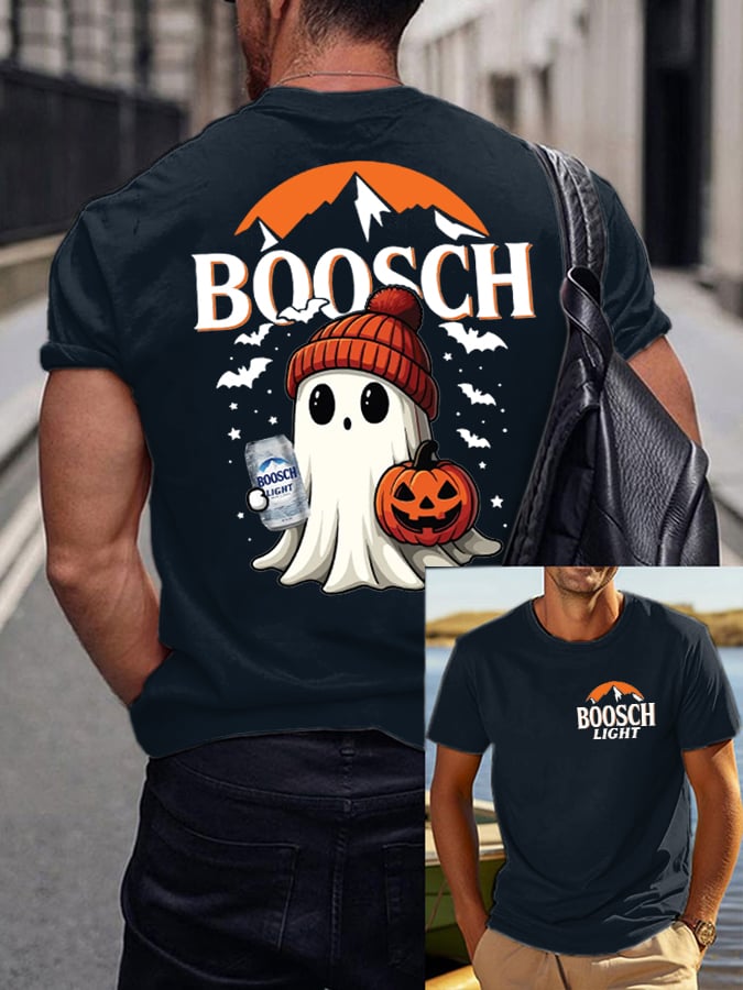🔥Buy 2 Get 10% Off🔥Men'S  Retro Boosch Light Halloween Cute Ghost Pumpkin Printed Casual T-Shirt