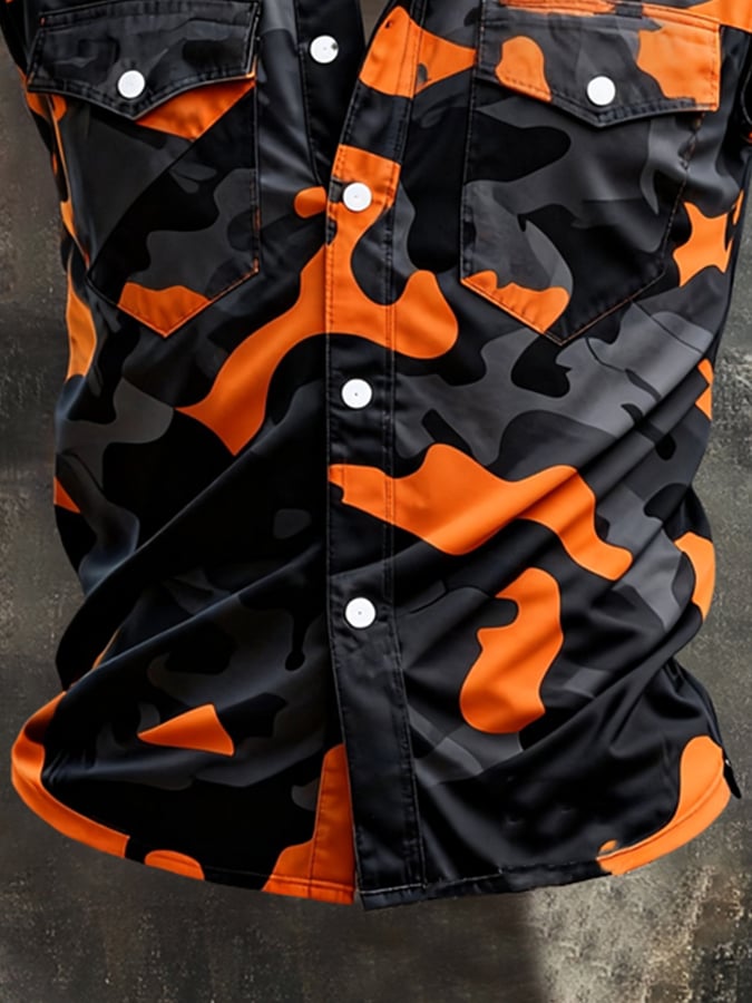 Men's Retro Patriotic Color-Block Printed Sleeveless Shirt
