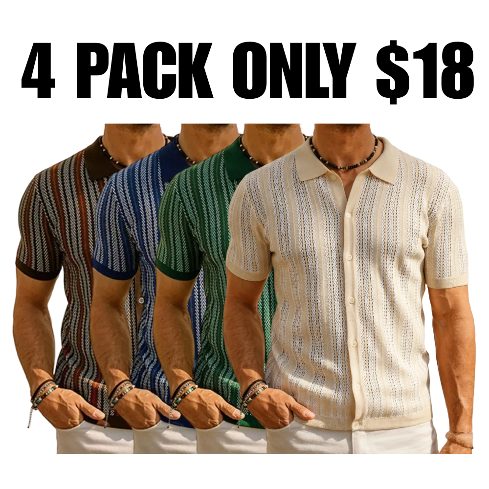 Men's Retro Button- Sweater Non-Stretch Shirt