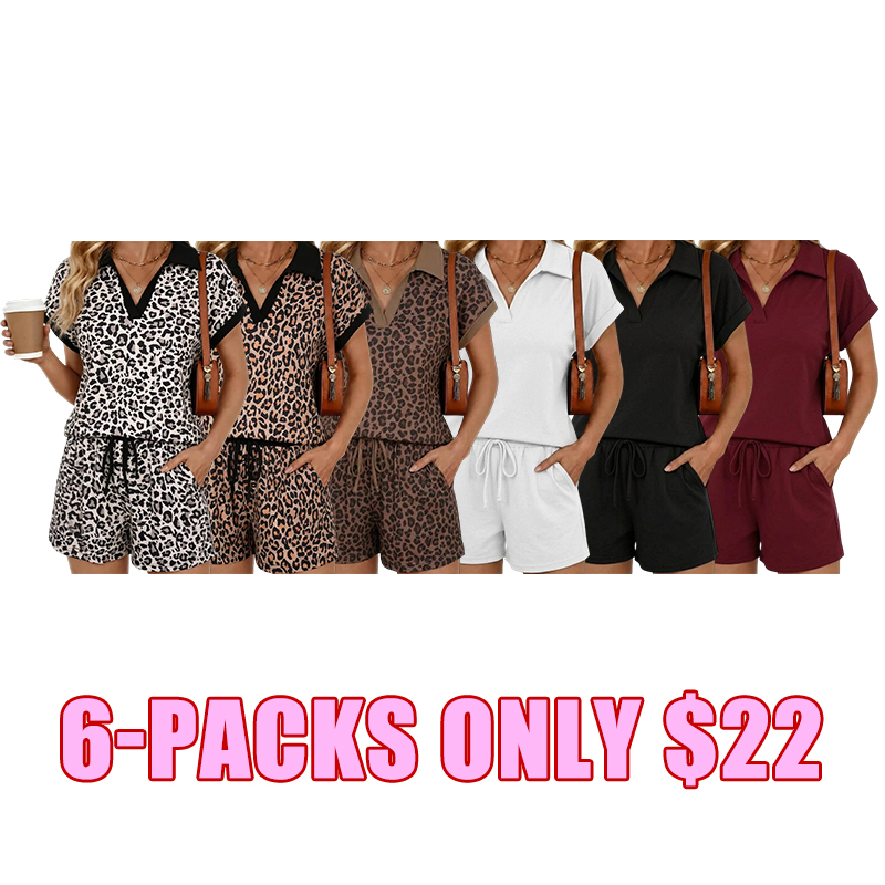 Women's Everyday Lounge V-Neck Shorts 2 Piece Set
