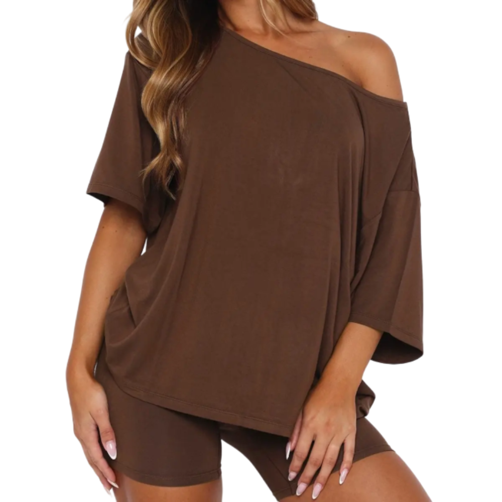 Women’s Casual Two Piece Lounge Set Off Shoulder Top