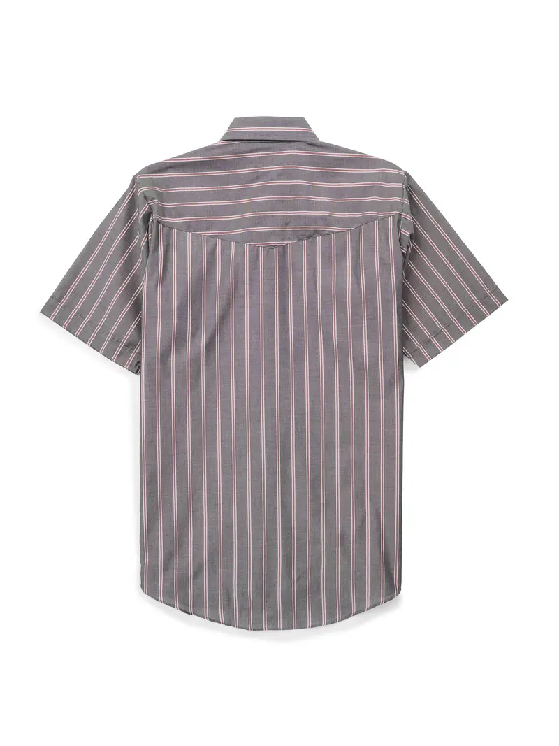 Men's Short-Sleeve Stripe Western Snap Shirt – Classic Casual Top with Functional Fabric & Pocket