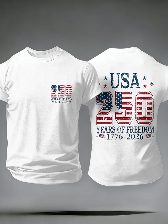 Men'S Casual American Founding Celebration Personalized Printed Round Neck T-Shirt