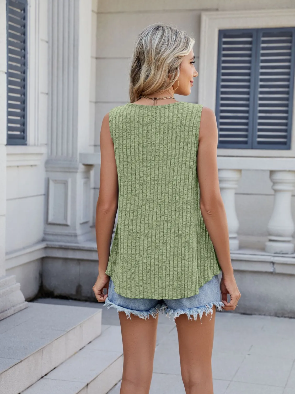 Round Ribbed Neck Tank (multiple color options)