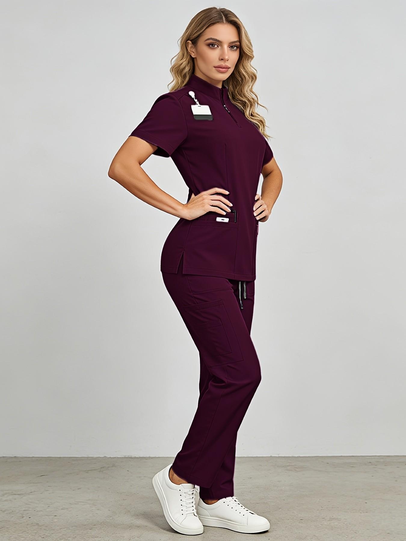 Professional Medical Scrub Top with Mandarin Collar / Workwear
