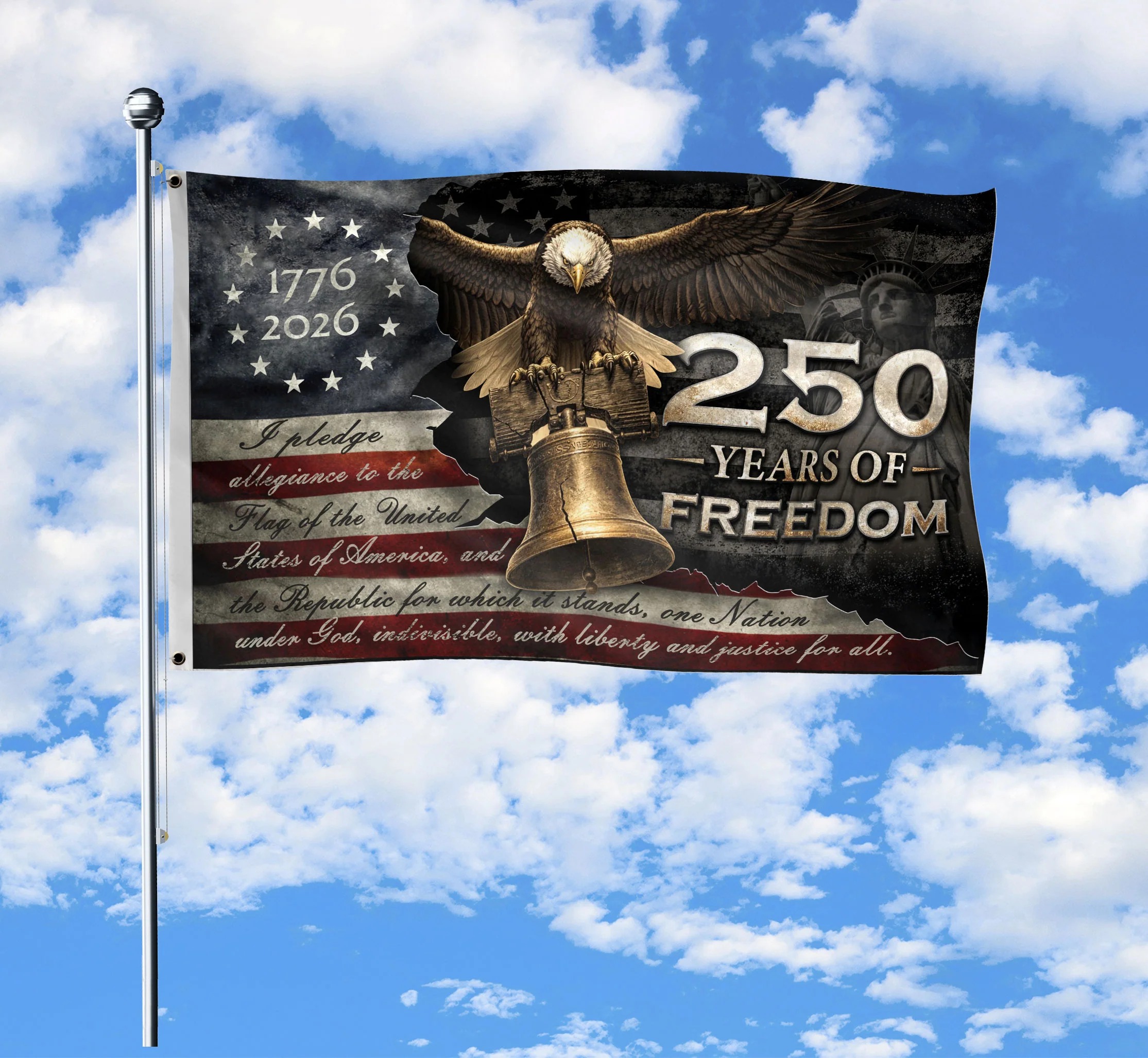 250 Years of Freedom Double-Sided House Flag 1776–2026 – Patriotic Ame