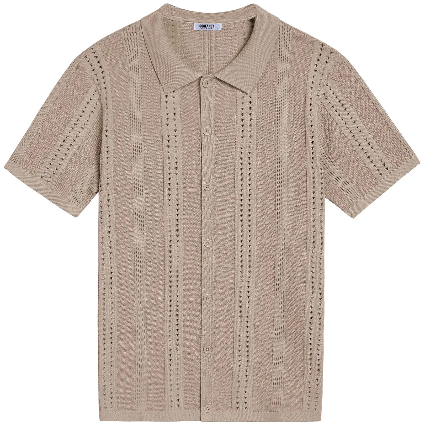Men's Knit Shirts Short Sleeve Button Down Polo Shirt Fashion Casual Summer Beach Shirts Menswear Top
