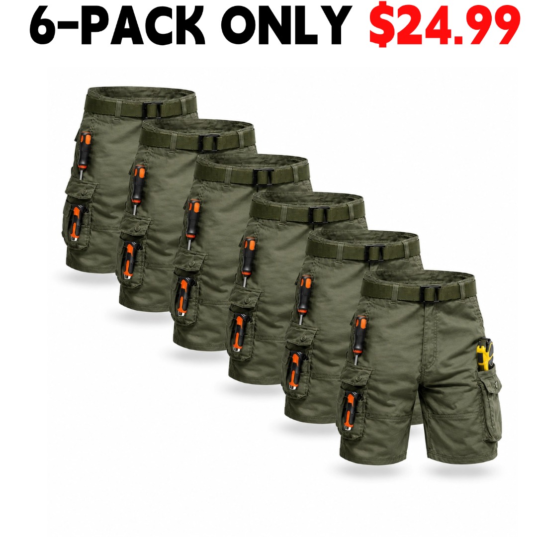 Men's Cargo Pants (6-Pack), Tactical Shorts, Multi-Pocket Shorts