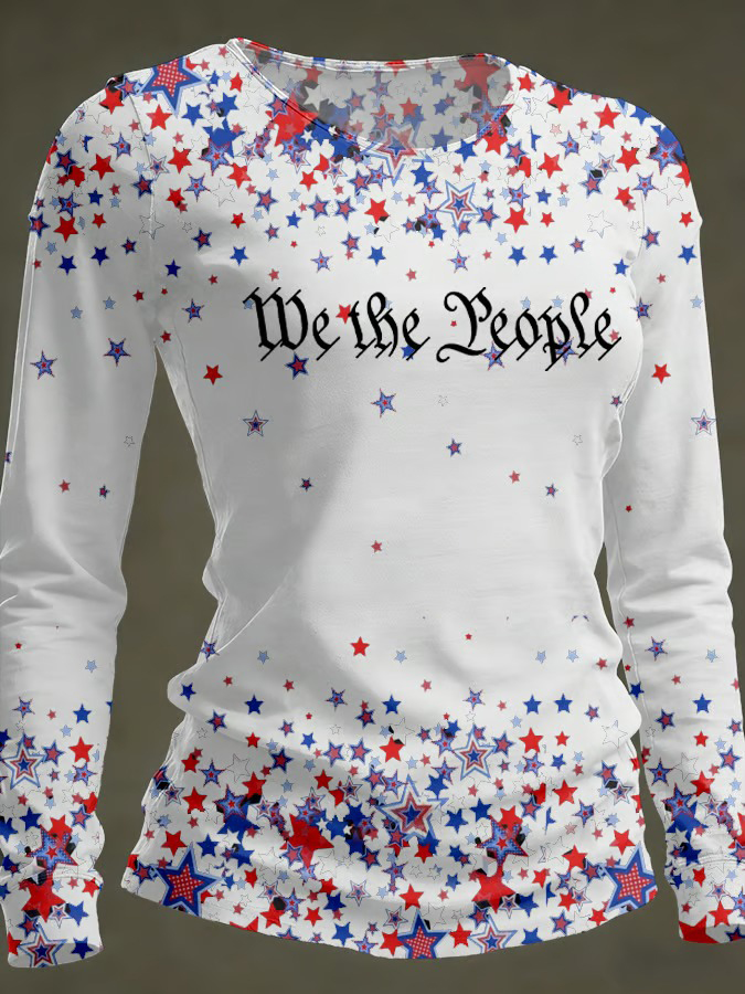 Women's 250th Anniversary National Flag Print Casual Long-Sleeved T-Shirt