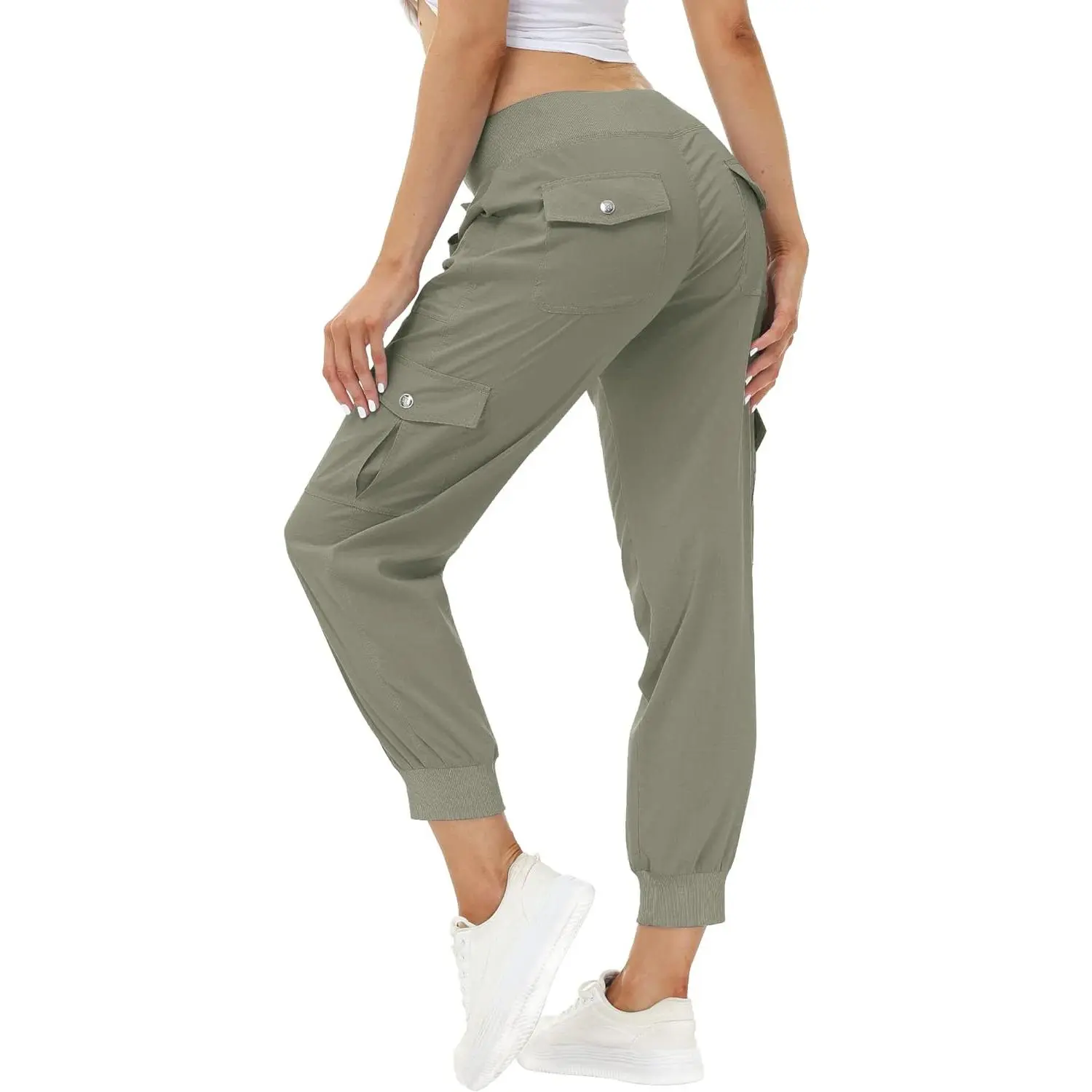PLUS SIZE Lightweight Hiking Cargo Pants Outdoor Quick Dry Casual Travel Sweatpants Joggers Elastic Waist 6 Pockets