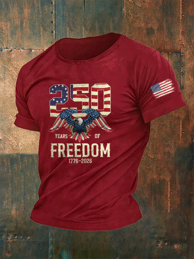 Men'S American Anniversary Flag Printed T-Shirt