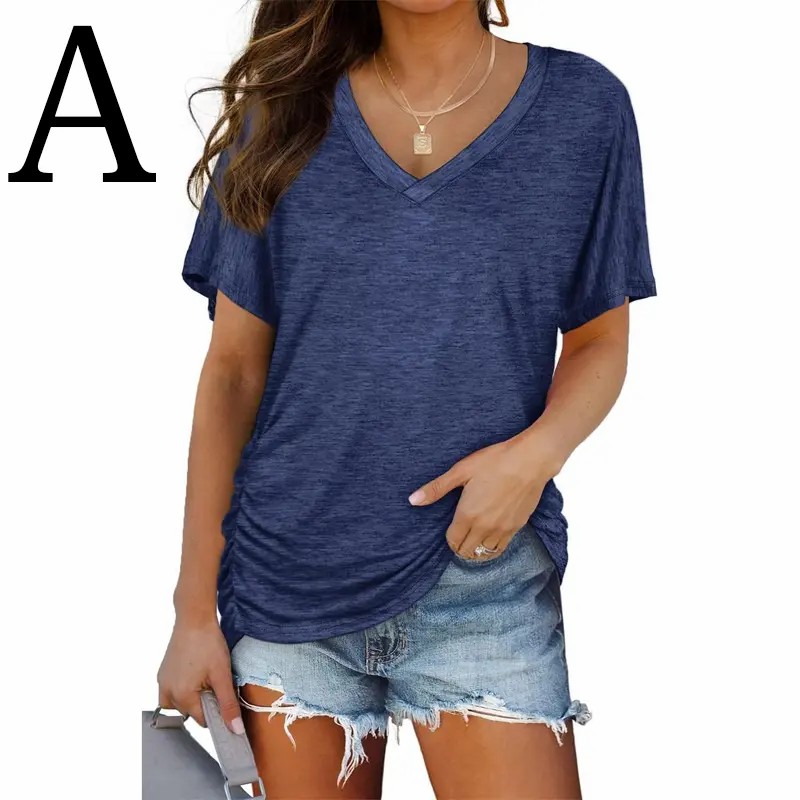 Women’s V-Neck Dolman Sleeve Loose Fit Shirred Top