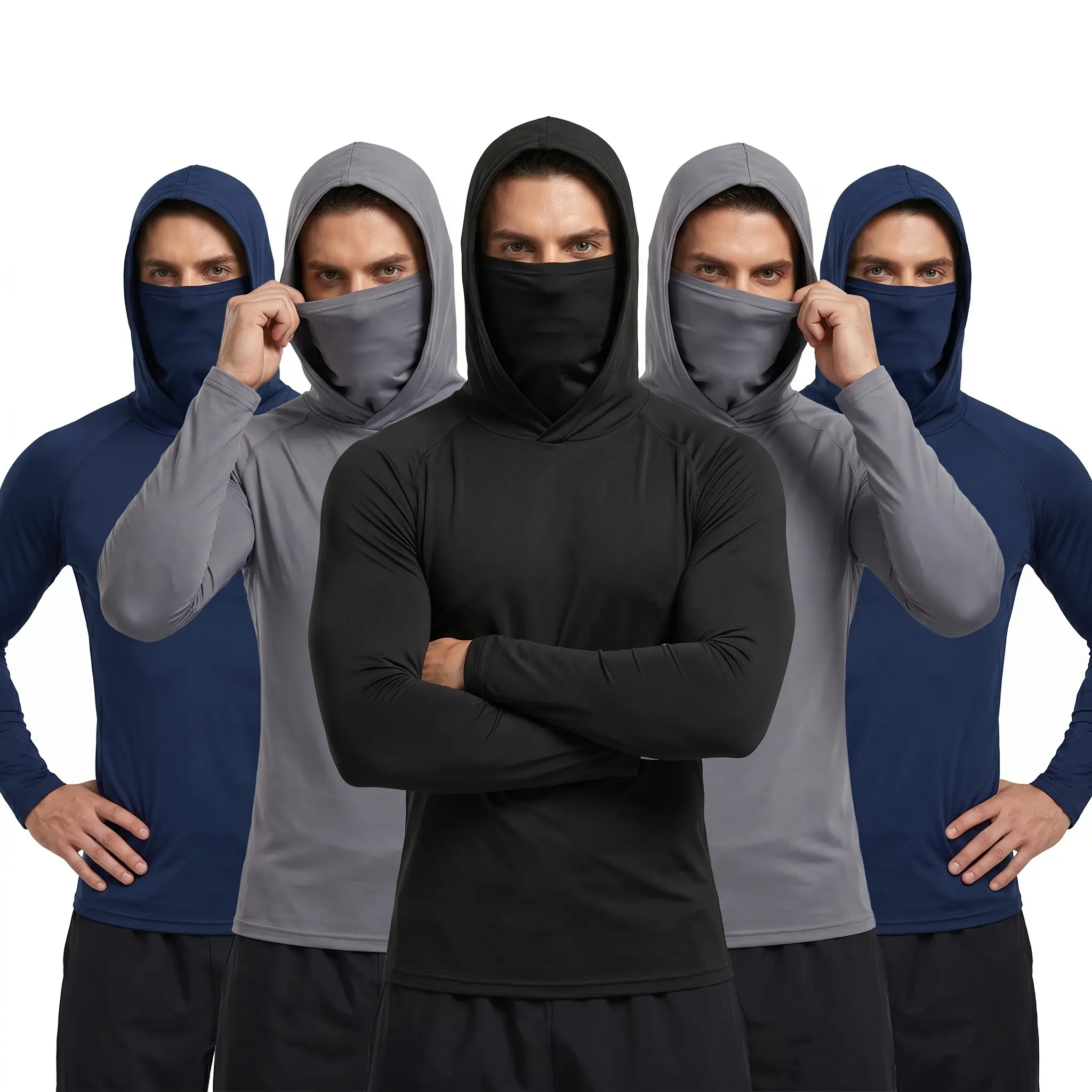 Men's Outdoor Work Sun Protection Clothing With Sun-Blocking Hoodie