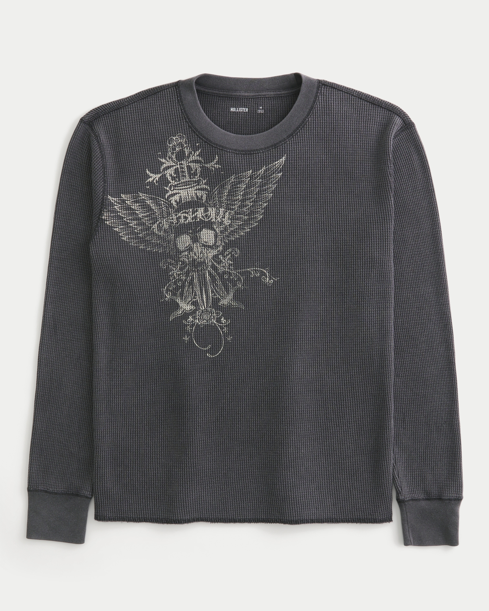 Skull Graphic Thermal Crew Shirt