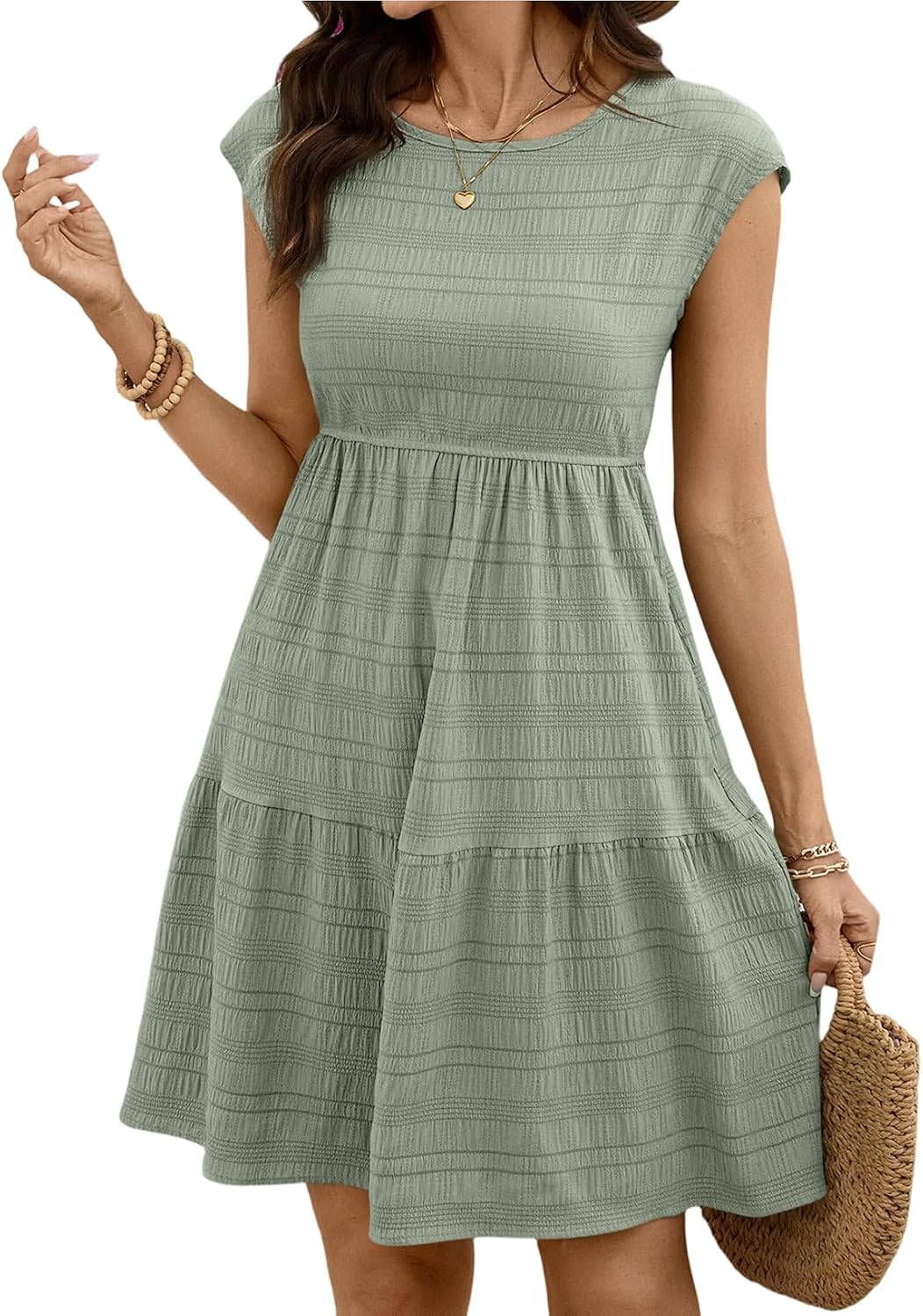 Women's Lightweight Textured Sleeveless Summer Sundress