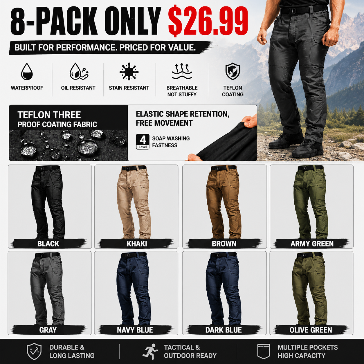 Men's Tactical Soft-Shell Cargo Pants
