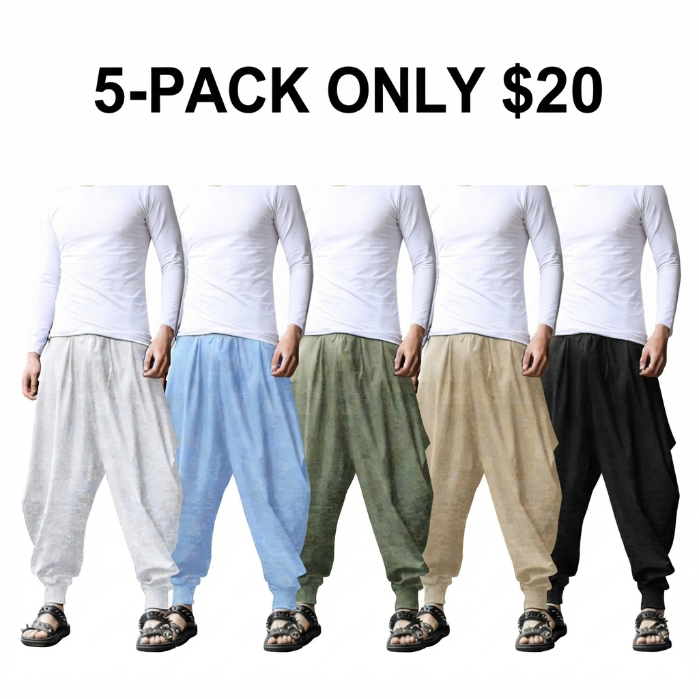 Men's Harem Pants – Baggy Drop Crotch Linen Boho Yoga Casual Trousers