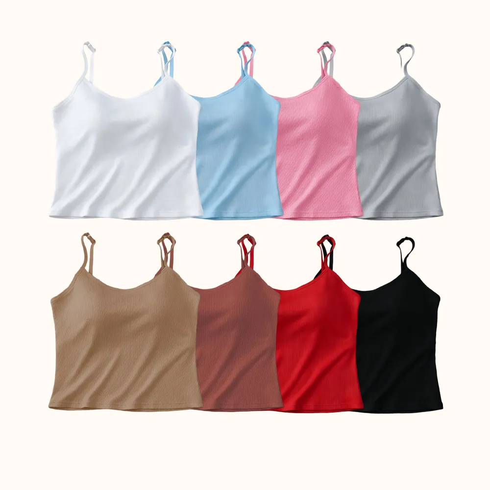 Women's Solid Ribbed Cami Top, Fitted Casual Sleeveless Crop Top for Daily Wear