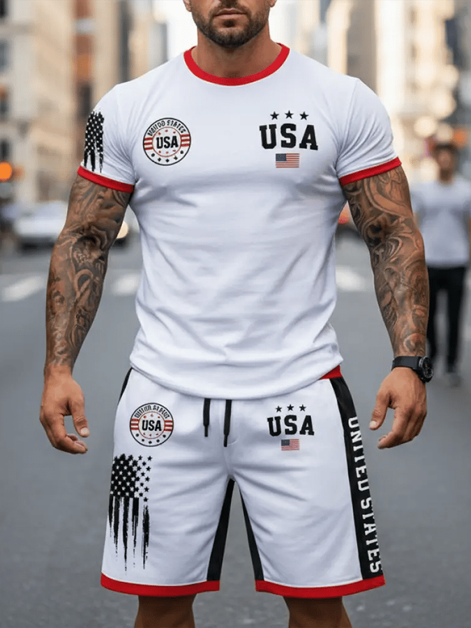 Men's 250th Anniversary National Flag Print Casual Shorts