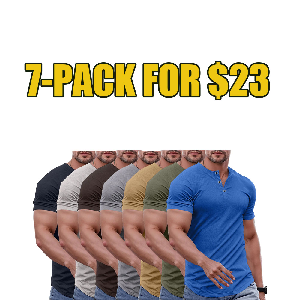 Men’s Slim Fit Henley Longline Muscle T-Shirt