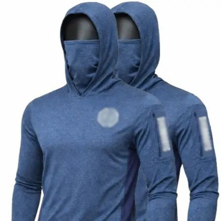 Men's UPF 50+ Sun Hoodie – Long Sleeve with Face Mask, Arm Pocket & Thumbholes, Lightweight Breathable Activewear
