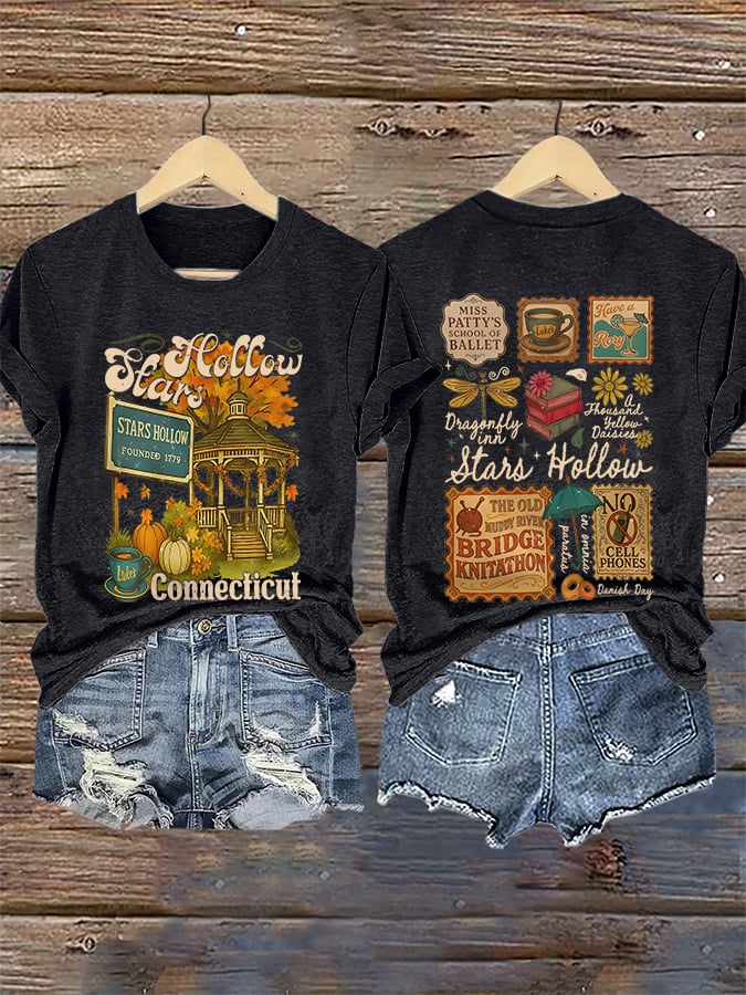 🔥HOT SALE🔥Retro Stars Hollow Connecticut Luke’s Coffee Cup Dragonfly Inn In Omnia Paratus Print T-Shirt