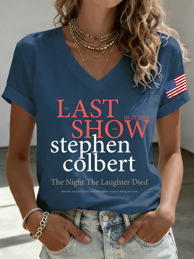 Women'S Short Sleeved V-Neck Casual T-Shirt