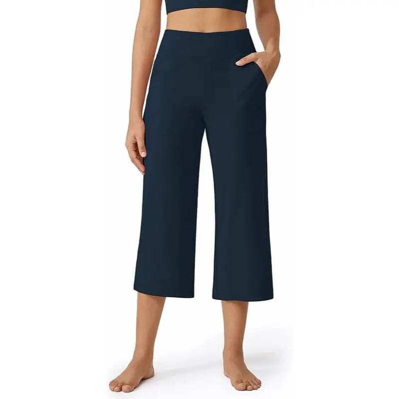 ✨ Capri Pants for Women Wide Leg Yoga Dress Cropped Pants Capri Leggings with Pockets for Casual Summer