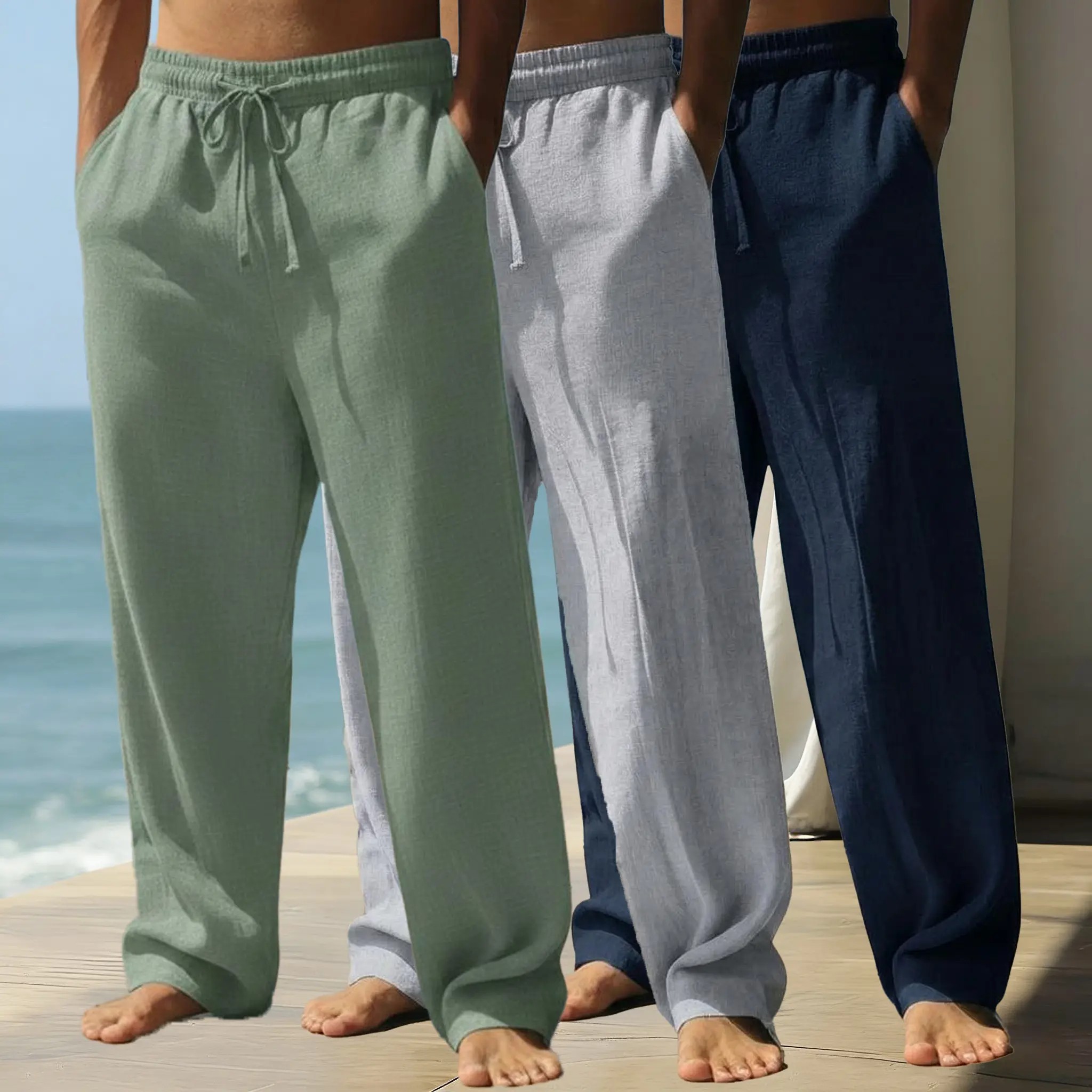 Men’s Lightweight Casual Drawstring Straight-Leg Pants