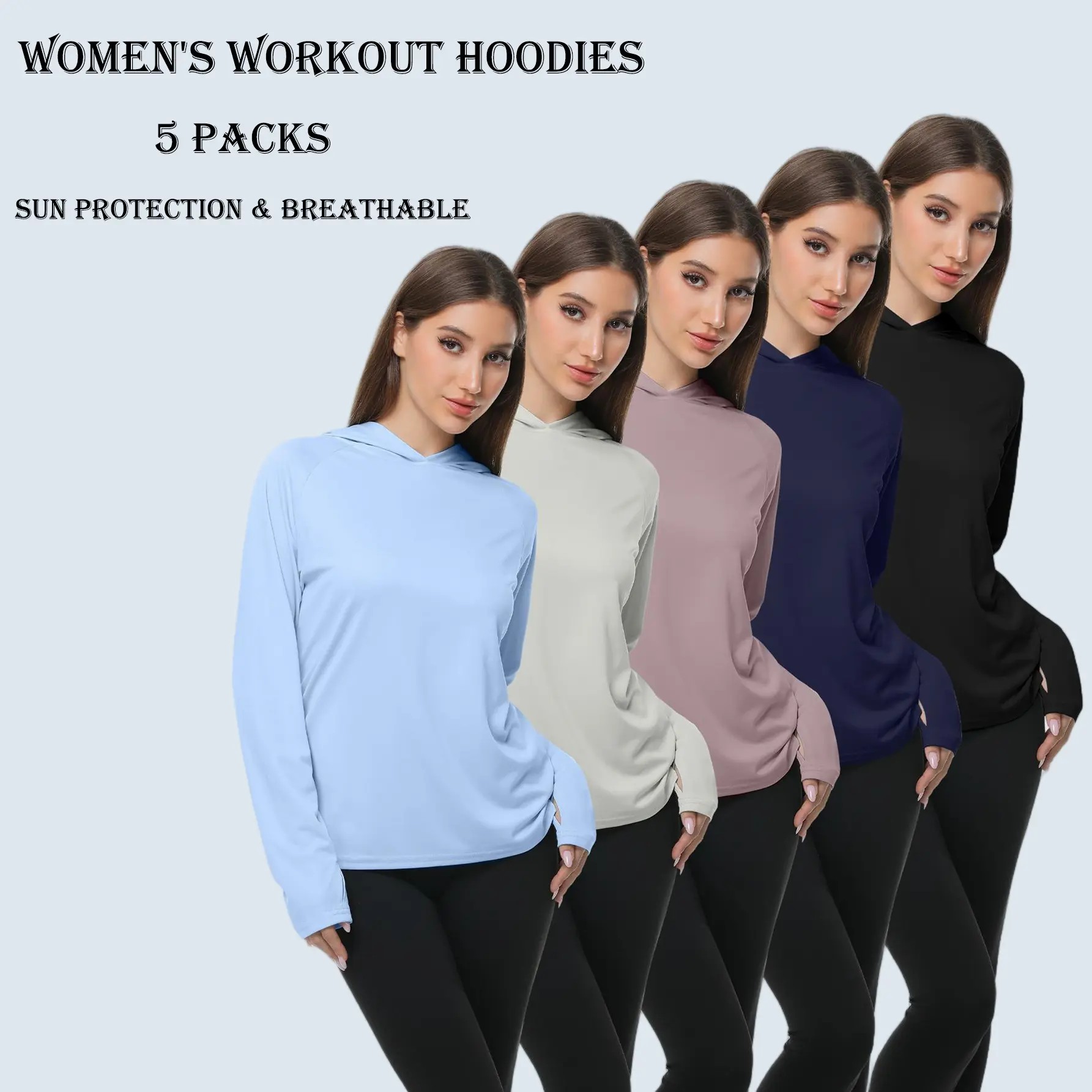 🏃 Women's 5-Pack Lightweight Workout Long Sleeve Tops