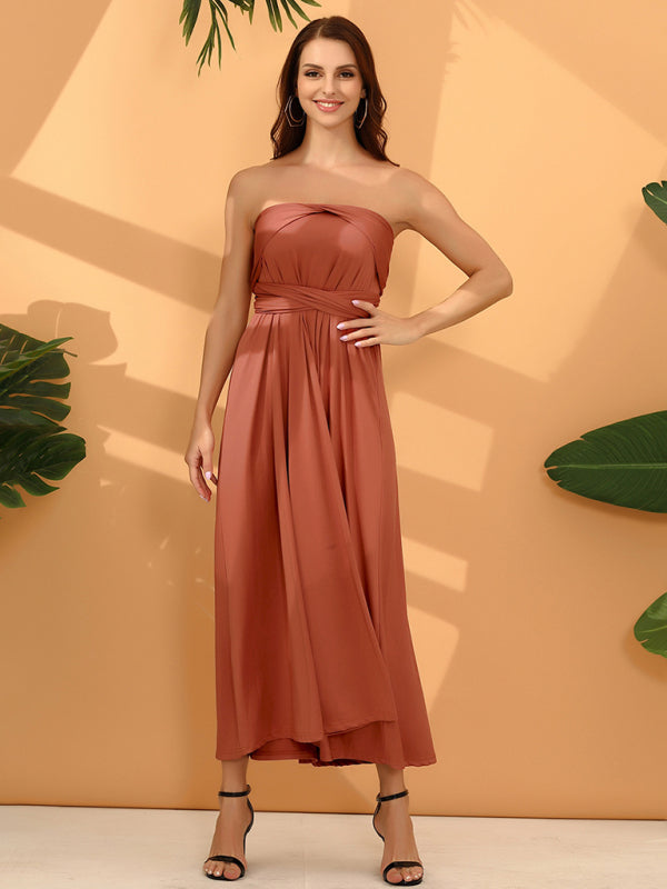 Multi-wear Fado rope cross backless sexy maxi bandage dress