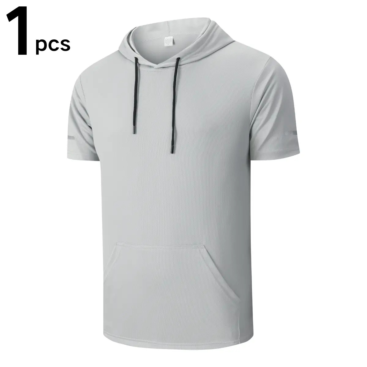 Men's Solid-Color Short-Sleeve Athletic Hoodie