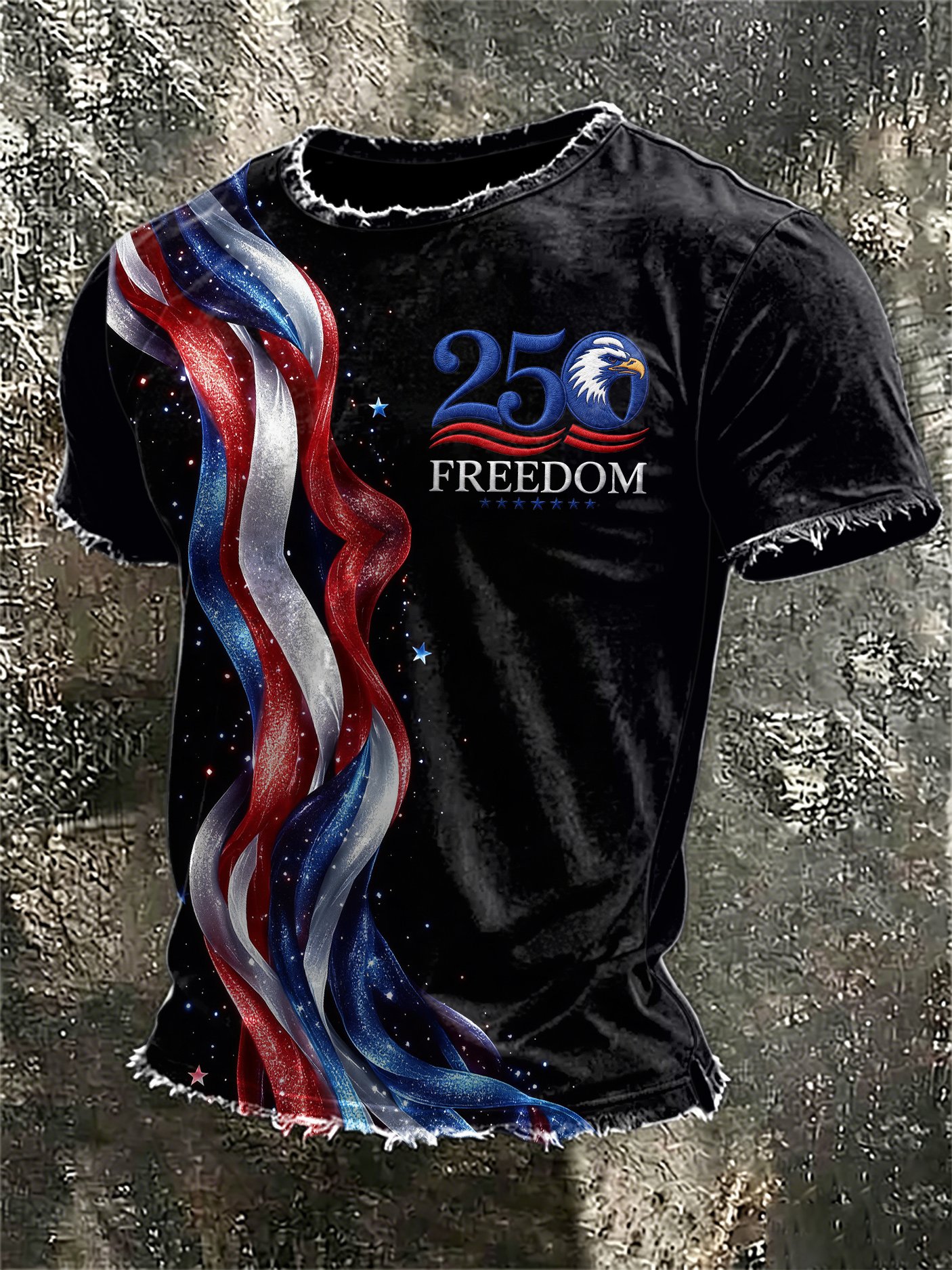 Men's Retro 250th Anniversary Freedom Print Short-Sleeve T-Shirt