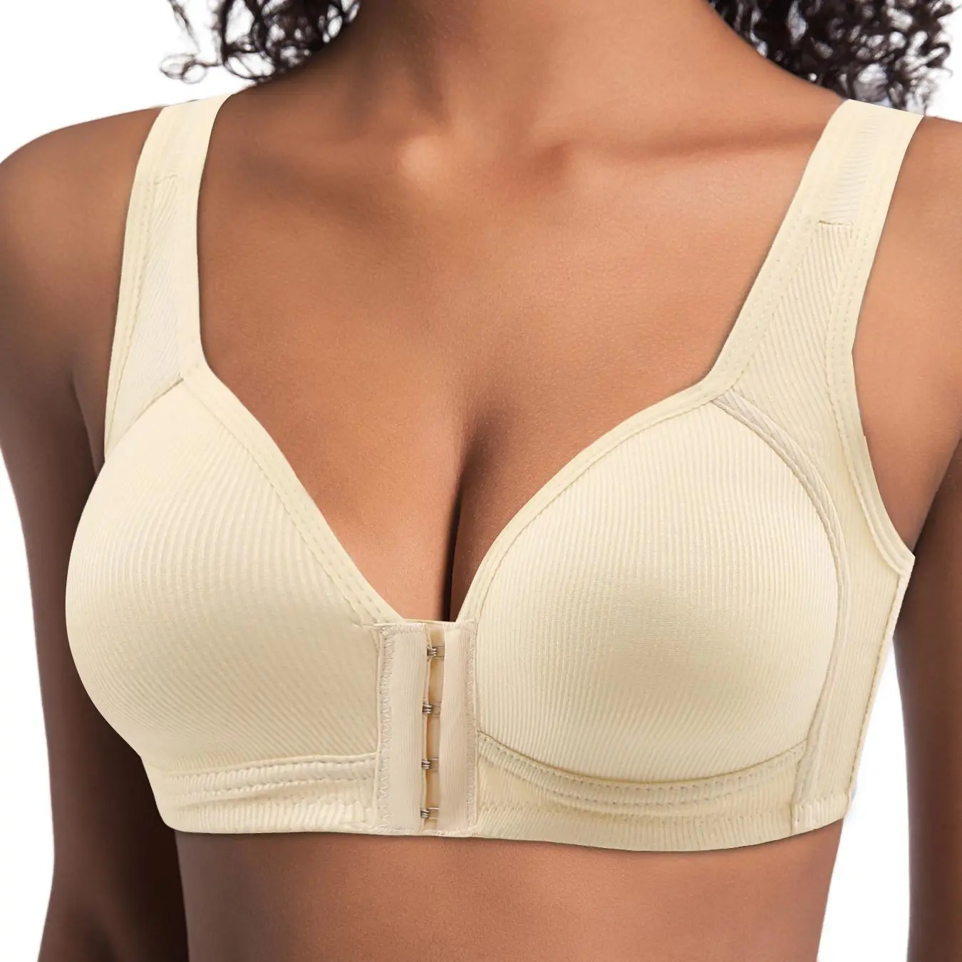 Women's Front Closure Cross Back Wireless Bra