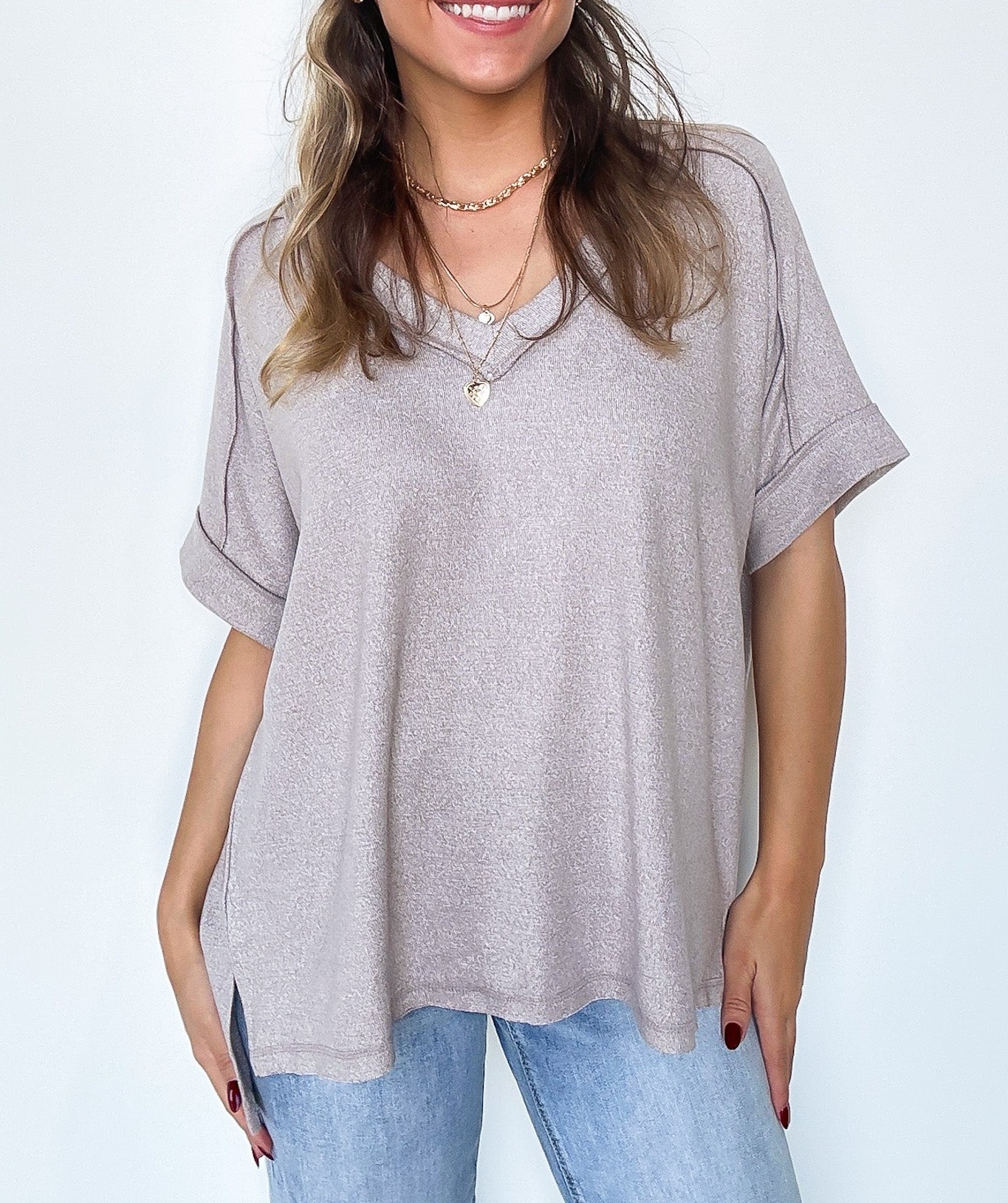 Sunday Morning V-Neck Hacci Knit Tee