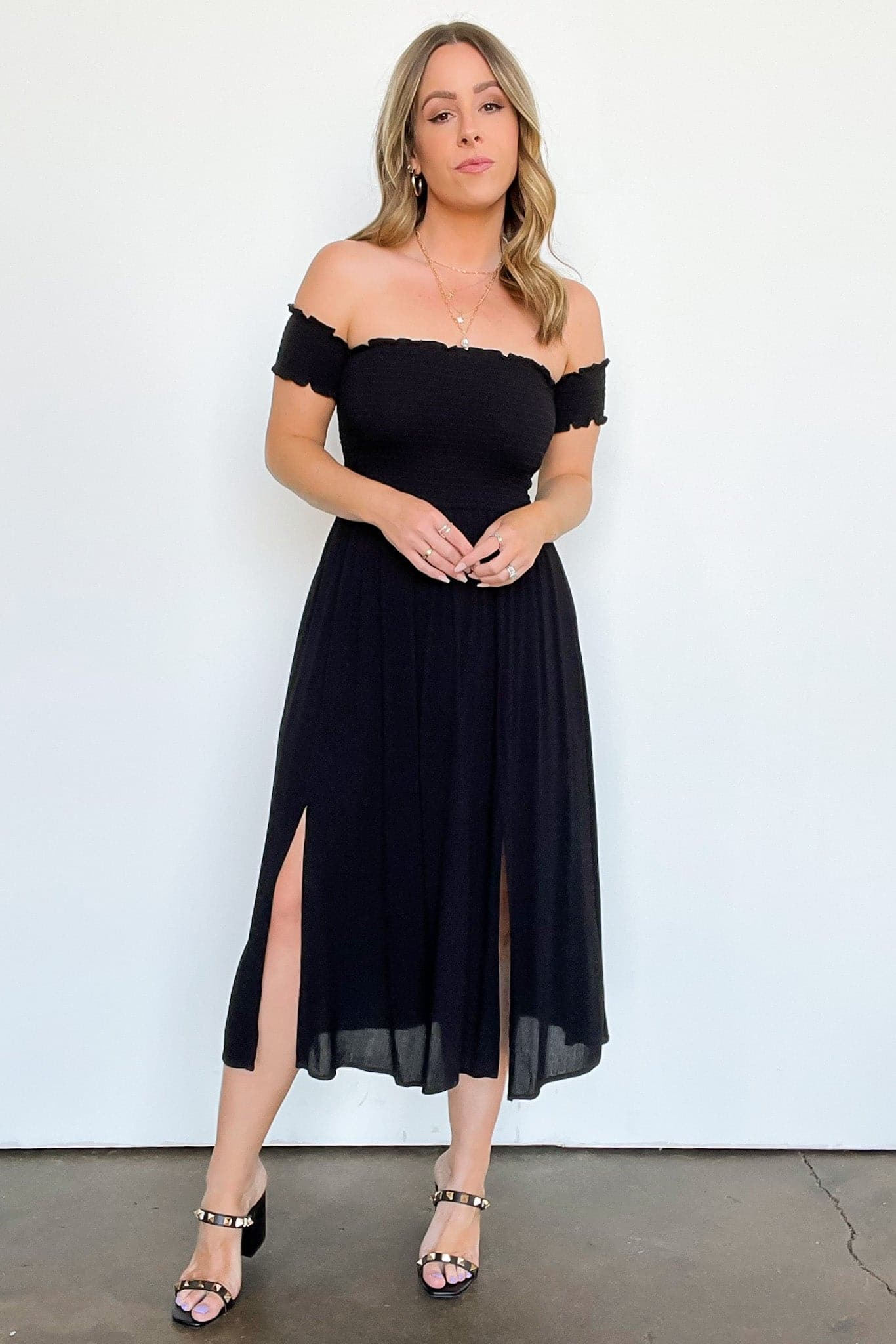 Off Shoulder Smocked Dress